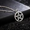 Punk Fashion Sliver Color Round Hollow Out Five-pointed Star Pendant Necklace for Men Women Friends Hip-hop Rock Jewelry Gifts