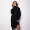 Abito Maglione Midi da Donna a Collo Alto Largo a Manica Lunga in Maglia Tinta Unita