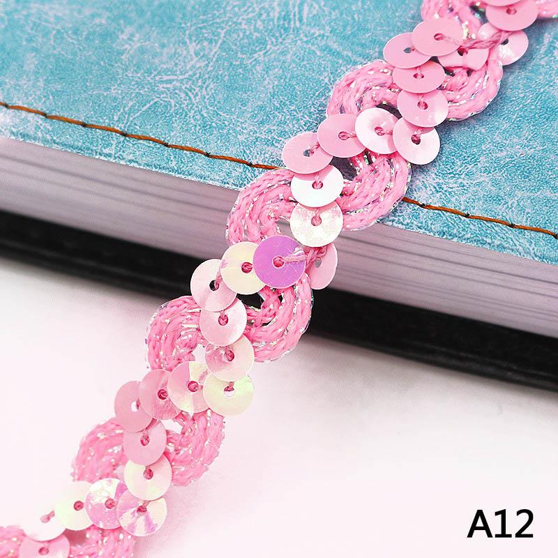 5m Sequin Lace Curve Lace Fabric Trim DIY Sewing Craft Garment Accessories Shiny Beading Sequins Ribbons Wedding Decoration