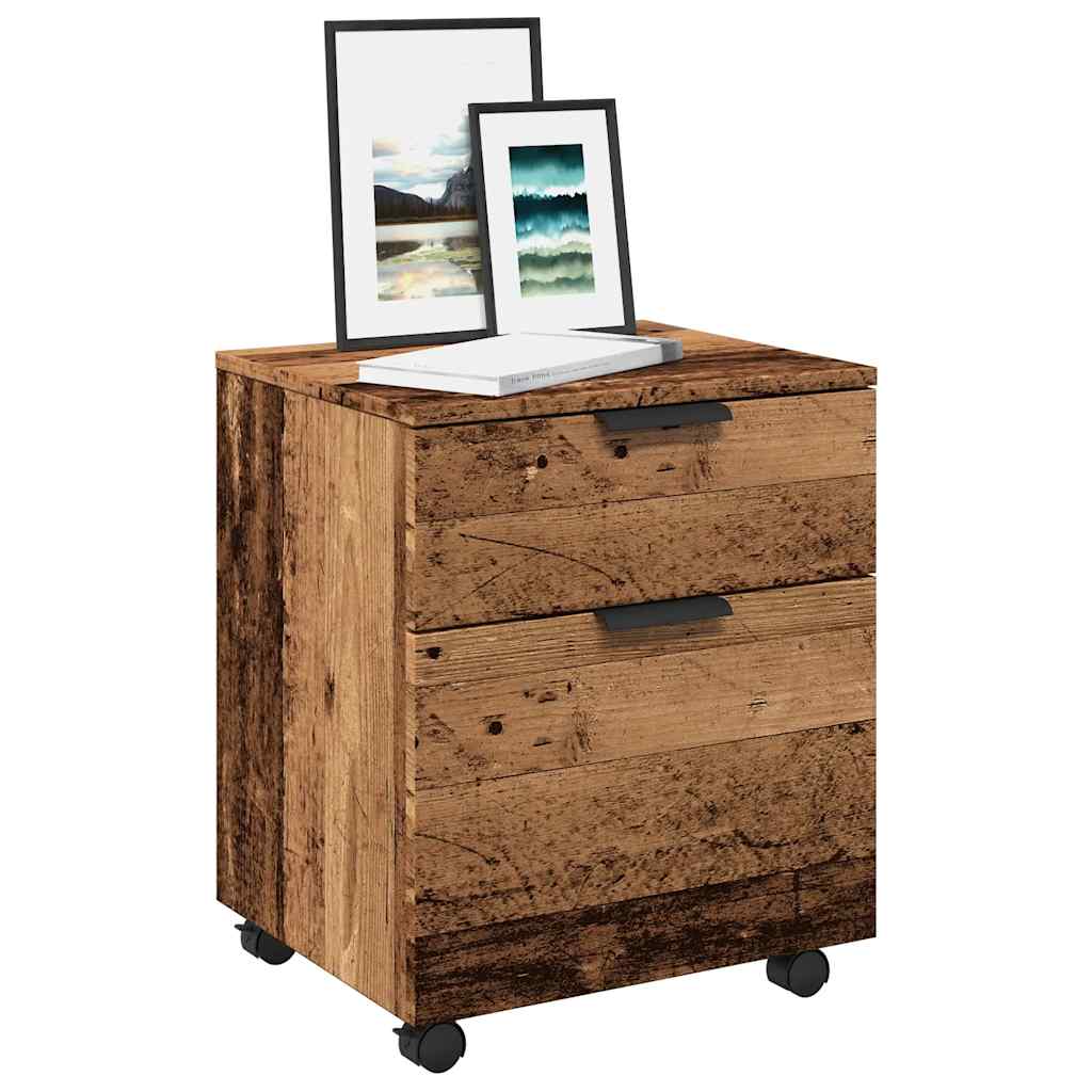 vidaXL Mobiler Aktenschrank mit Rollen Altholz 45x38x54 cm braun