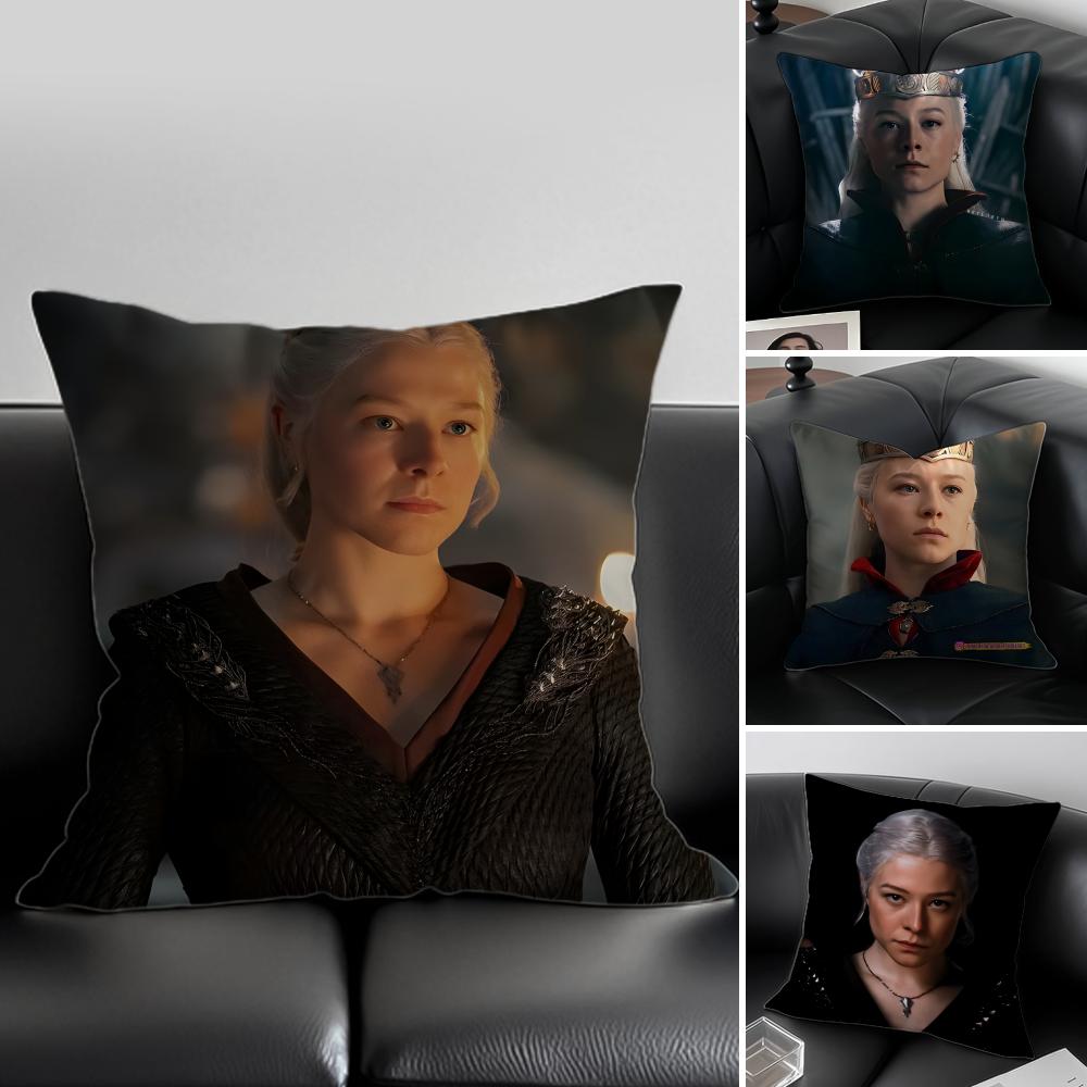 RRhaenyra Targaryen Kissen Schlag Fantasie Kissenbezug Kissenhülle Anti-Milben Unsichtbarer Reißverschluss seidiger Plüsch Kissen