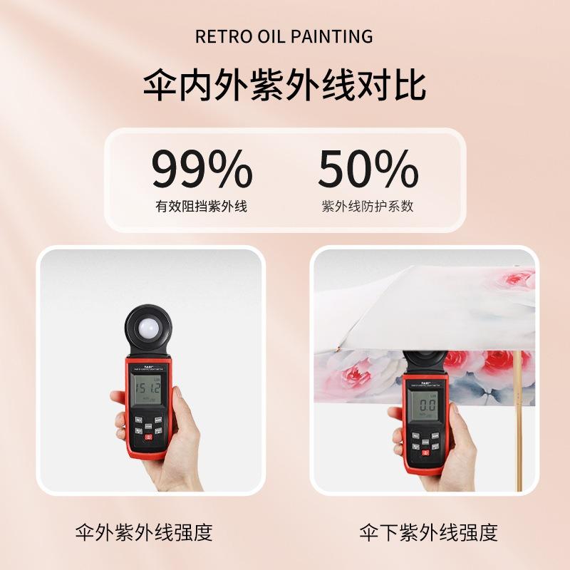 New three-fold manual eight-bone umbrella vinyl fabric double-layer double-sided color umbrella parasol three-fold sun umbrella