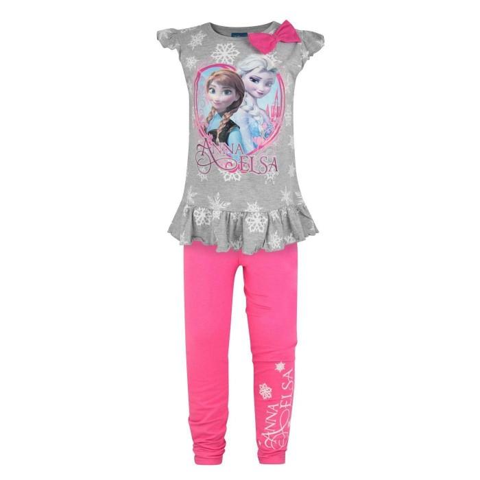 frozen Girls Anna And Elsa Snowflake Top & Bottom Set
