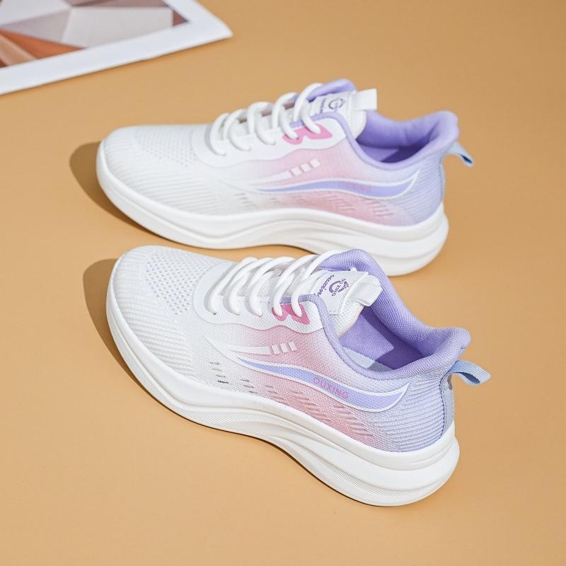 Women's Gradient Knit Sneakers Spring Lightweight Platform Athletic Shoes for Students,Breathable Casual Running Shoes