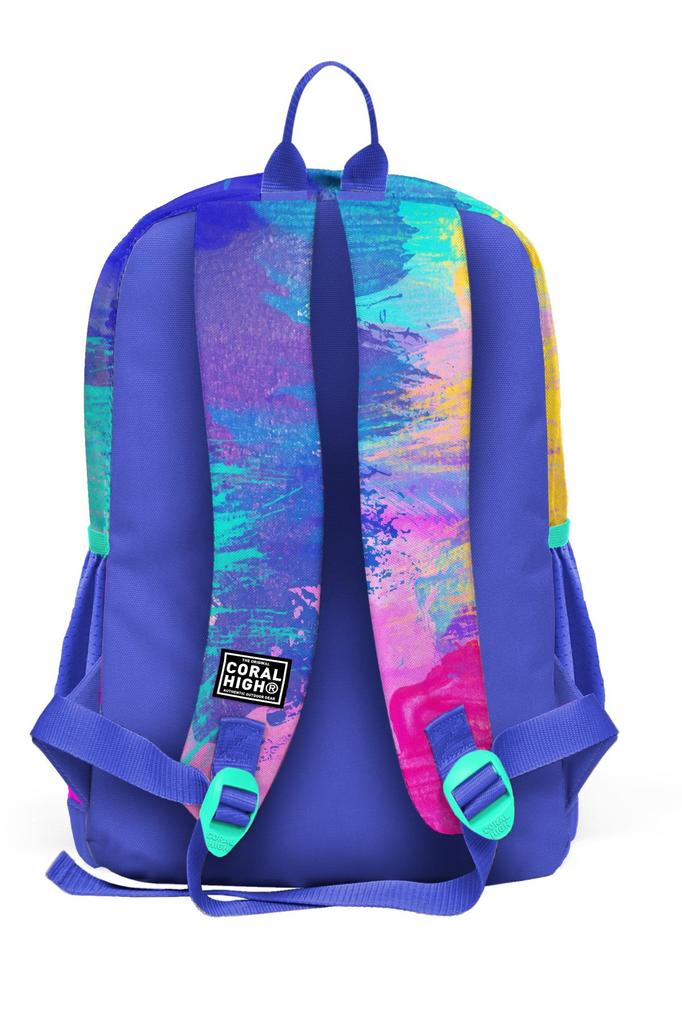 Coral High Kids Colorful Airbrush Patterned Patterned Four Compartment School Backpack 23738