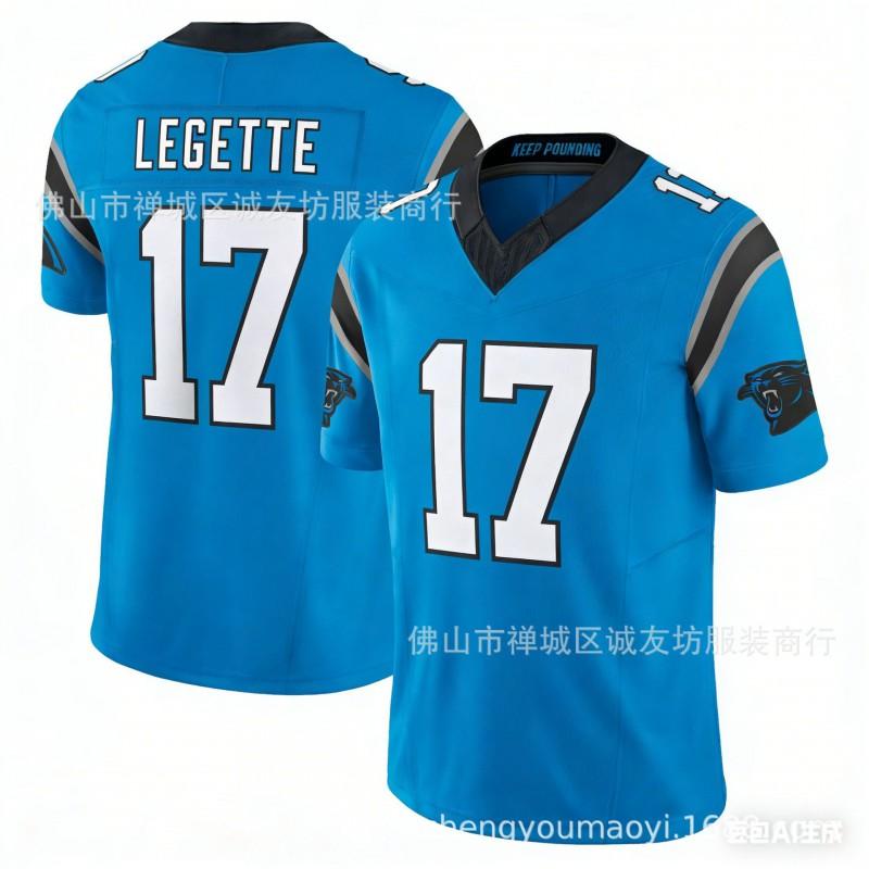 Mens 3rd Gen Football Jersey Panthers 17 Blue Sports Shirt Adult Team Uniform