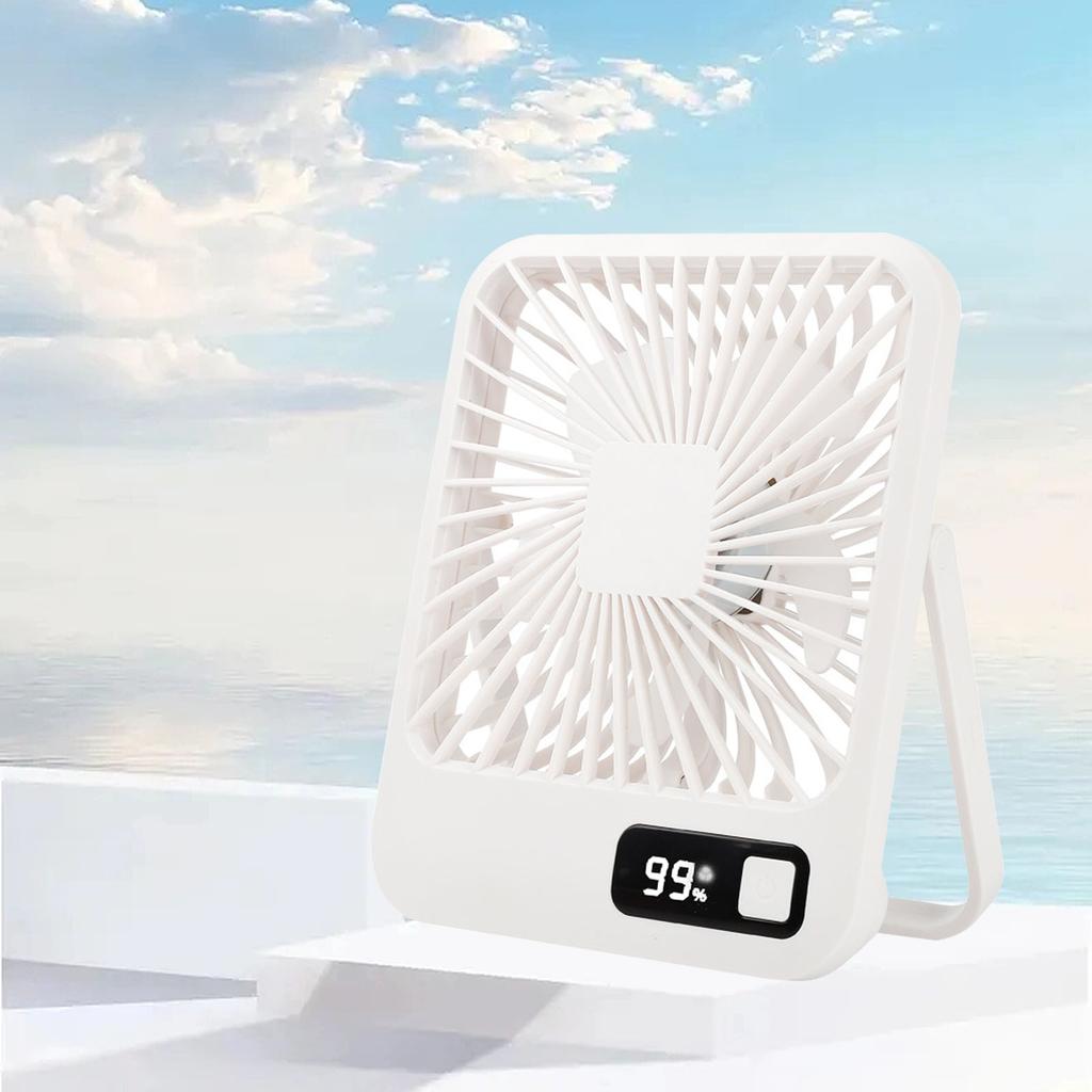 USB Desk Fan 5 Speed Modes Stable Kickstand Ultra Quiet USB Charge Small Desk Fan for Family Office School White