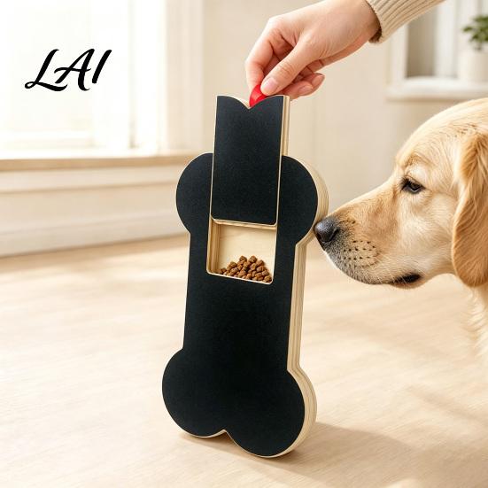 Sliding Snack Puzzle for Dogs Dog Nail File Board with Treat Slot Wooden Scratch Board Pet Enrichment Toy Storage Grinder Alternative Small