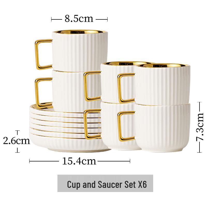 Hanyou Electroplated Ceramic Striped Coffee Cup Set