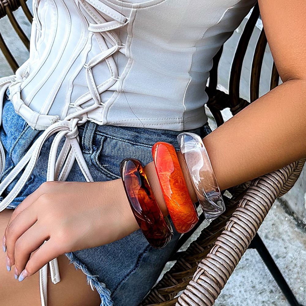 Exaggerated Wide Chunky Bangles Bohemian Geometric Charm Bracelets  Gifts for Women Girl