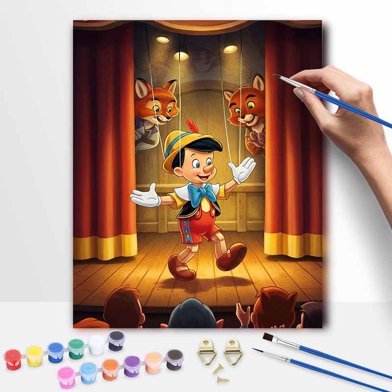 Disney Pinocchio puppet theater digital oil painting art kit DIY handmade home decoration gift
