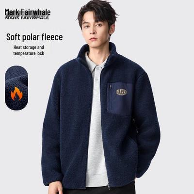 Mark Fairwhale Herren verdickte Fleece-Jacke mit Stehkragen