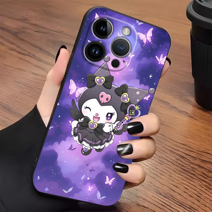 Cute Sanrio Kuromi Case for iPhone XR 17Air 7 8 13 12 11 17 Pro Max 15 16 14 Plus XS Max Black Soft Phone Cover