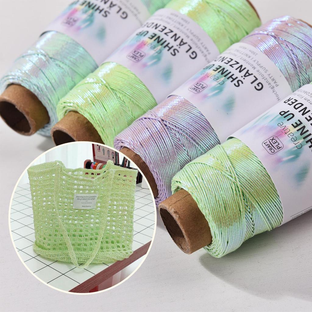 1mm Colorful Gold & Silver Core-Spun Yarn - 150m Hologram Thread for DIY Crochet Bags