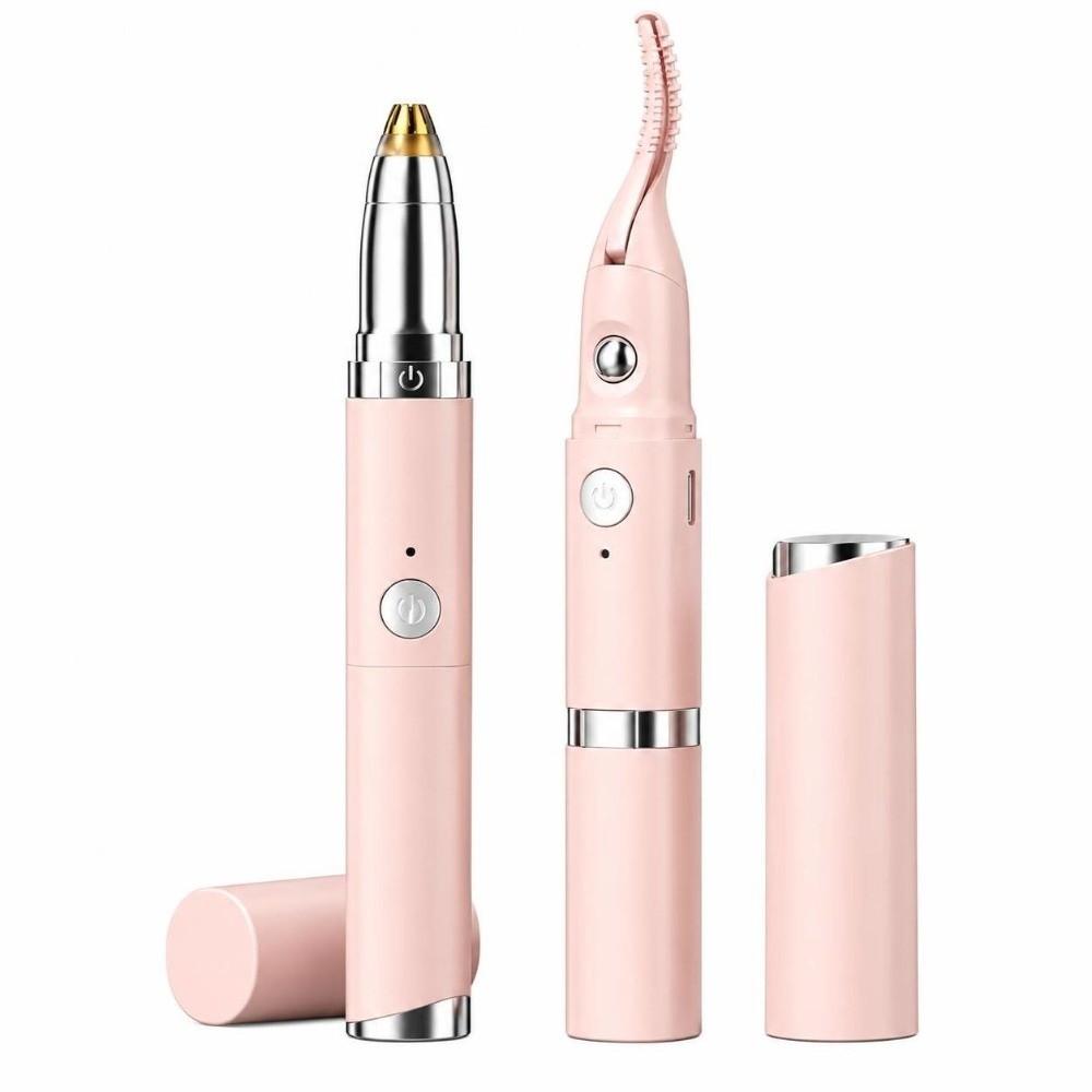 Heated Eyebrow Shaver 2 In 1 Automatic Eyebrow Trimmer Portable Electric Eyelash Curler for Women