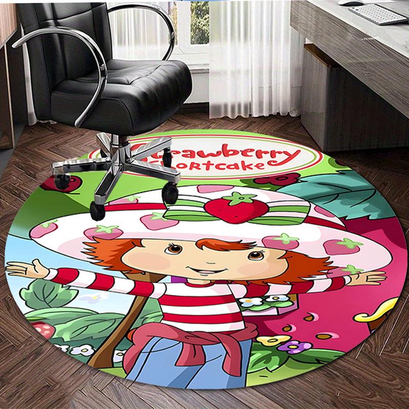 1pc Strawberry Princess2 Design Printed Area Round Carpet for Bedroom Living Room Home Decor Rugs Mat Non Slip Mat Rug for Bedside