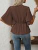 2026 European Style V-neck Waist-cinching Women's Short-sleeved Top