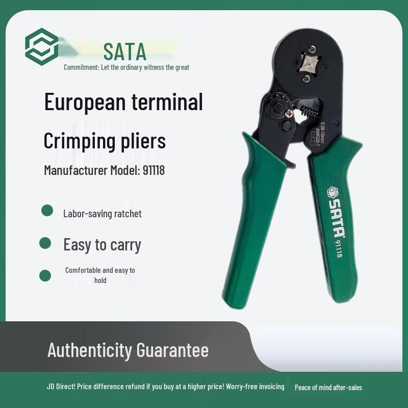 SATA 91118 Self-Adjusting European Terminal Crimping Pliers 7 inch