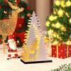 Warm Atmosphere Room Decor LED Wooden Christmas Tree Tabletop Decor, Glowing Hollow Light Up Seasonal Home Interior Accents Ornaments for Holiday