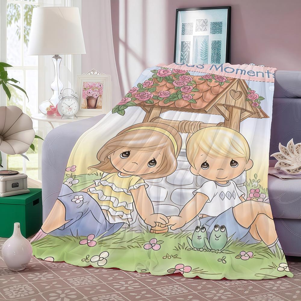 Cartoon Cute P Precious M Moments Blanket For Sofa Office Bed Plane Travel Sleep Read Relax Camping Soft And Warm