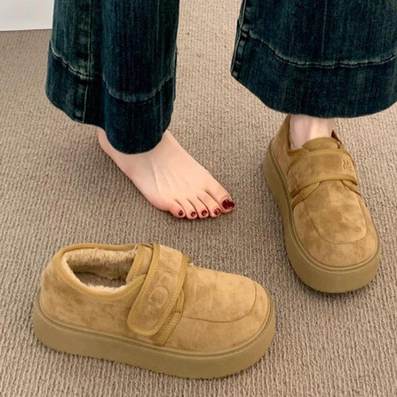 Nya Snöbomullsskor med tjock sula, med tillsatt fleece och förtjockning, halkfria damskor