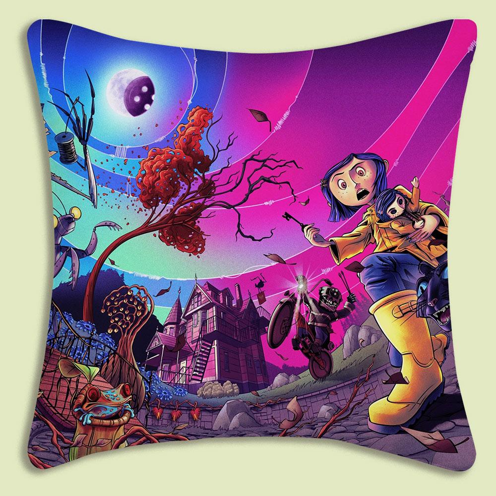 Animation Coraline Pillow Covers Cartoon Sofa Decorative Home Doublesided Printing Short Plush Cute Cushion Cover
