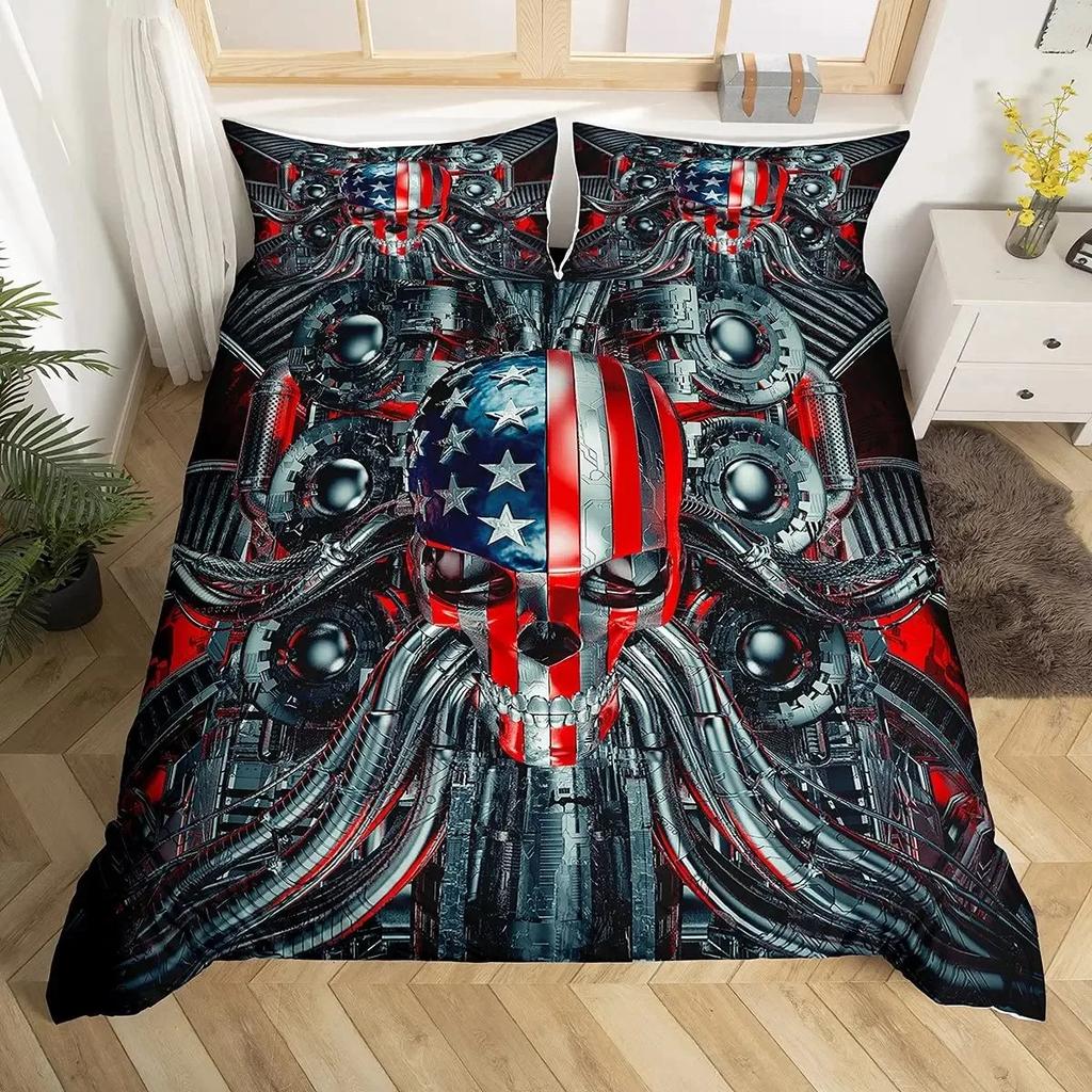 Robot Duvet Cover Set, 3D Modern Science Fiction Cool Robot Bedding Sets Full Size Futuristic Machine Comforter Cover Set