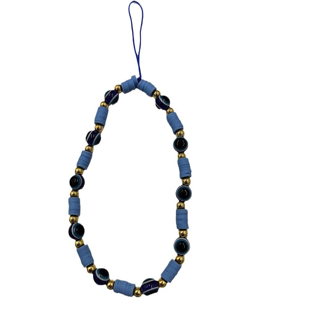 Colorful Polymer Clay Phone Chain Handmade Lanyard with Devil's Eye Charm