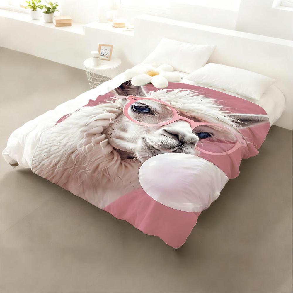

Character Alpaca Throw Flannel Throw Blanket: Soft Kid-Friendly Warm Anti-Static All Season Washable Couch Bed Home 75x90cm