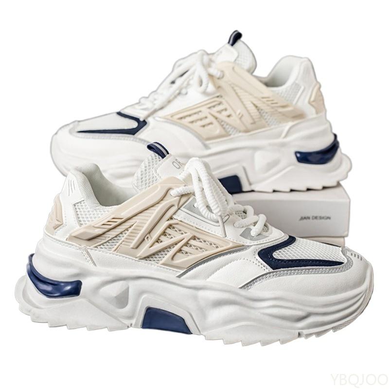 New Spring Mesh Breathable Shoes Casual Comfortable Men's Sneakers Fashionable Versatile Height Increasing Thick Soled Shoes