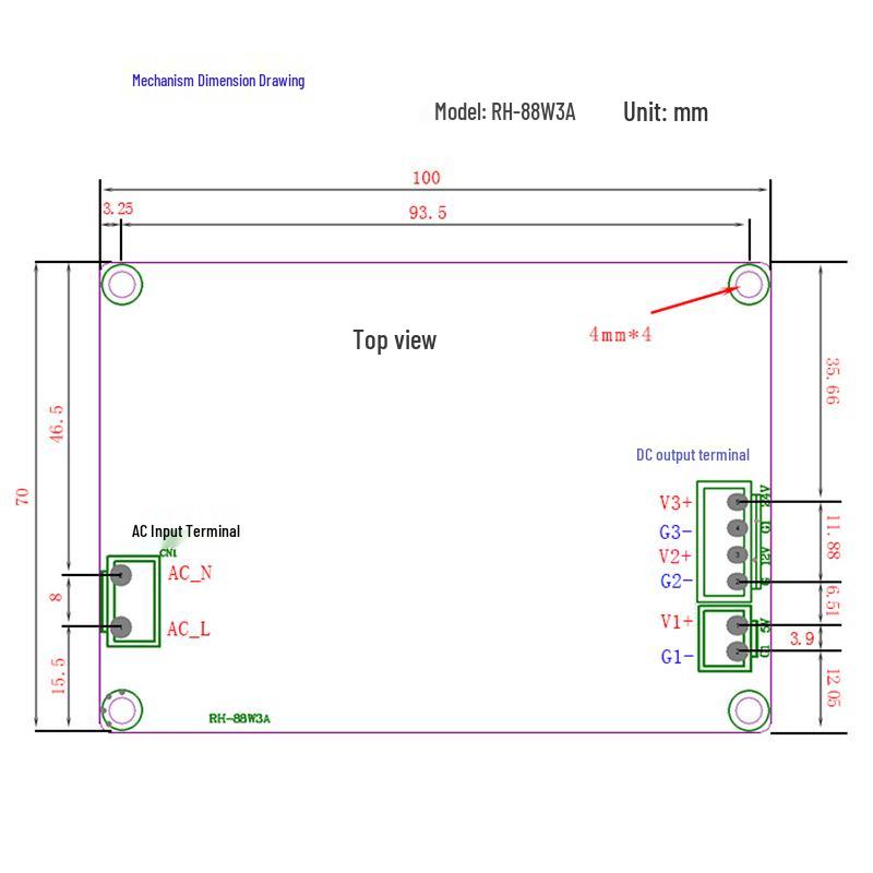 88W Isolated Multi-output DC Power Supply: 5V, 12V, 24V Constant Voltage Board