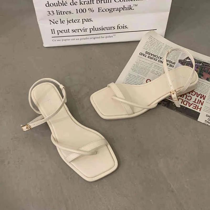 

SUOJIALUN/летние модные женские сандалии на низком каблуке, повседневные уличные пляжные шлепанцы, женские элегантные сандалии с узким ремешком, Zapatillas Mujer K78 39