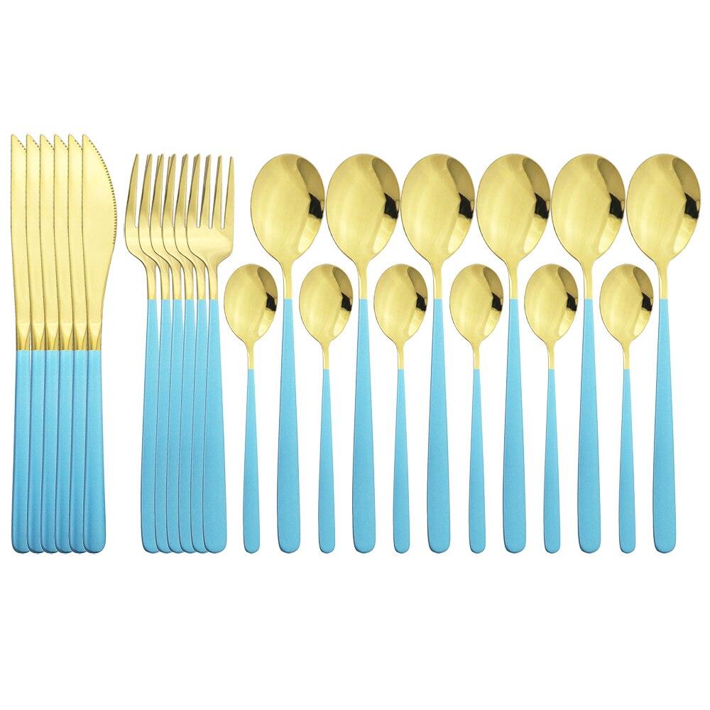 Pink Gold Cutlery Set 18/10 Stainless Steel Dinnerware Set 24Pcs/Set Knives Fork Spoon Dinner Flatware Set Kitchen Tableware Set