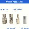 Impact Resistant Extension Wrench Set, Multi-Purpose Ratchet Wrench w/ 12, 14, 38mm Square Drive Adapters for Tight Spaces