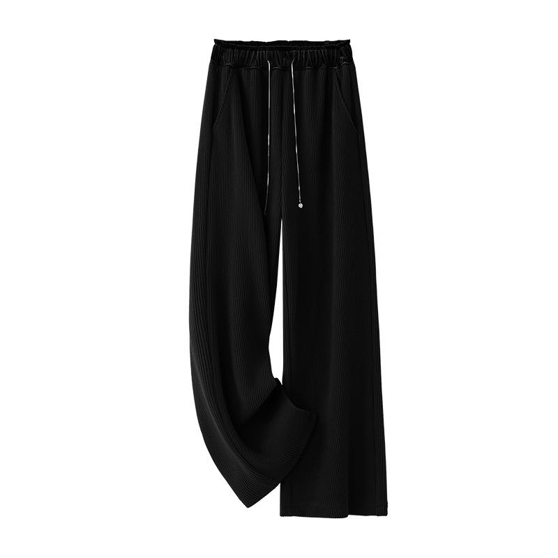 

Women s Versatile High Waist Wide Leg Spring Pants - Loose, Elastic, Slimming, Casual Trousers XL (Waist 29, Recommend 116-125 Jin) чёрный