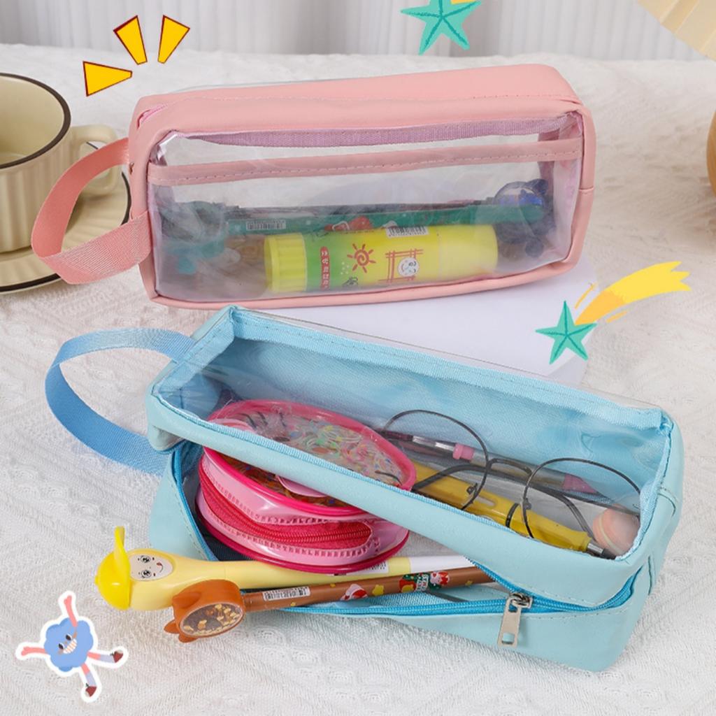 Transparent Pen Bag Simple Design Large Capacity Pencil Pouch Pencil Case Transparent Student Pencil Bag For Office Student