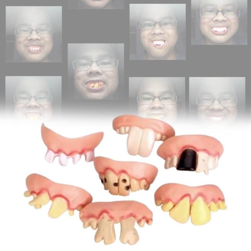 5pcs Terrible Funny Rotten Goofy Fake Teeth Creepy Dentures Party Halloween