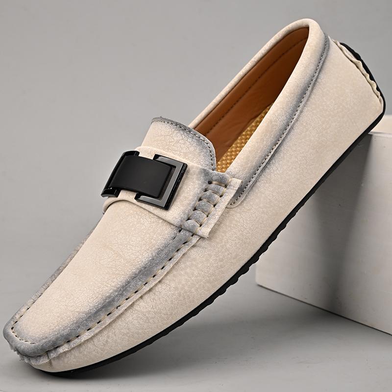 Brand Genuine Leather Men Casual Shoe Luxury Mens Loafers Moccasins Breathable Slip On Versatile Design Driving Shoes Summer