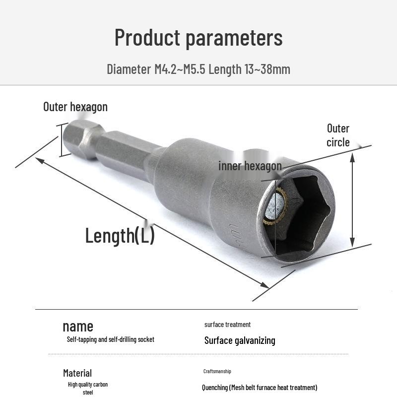 Pneumatic Hex Socket Self-Tapping Drill & Screw Removal Wrench