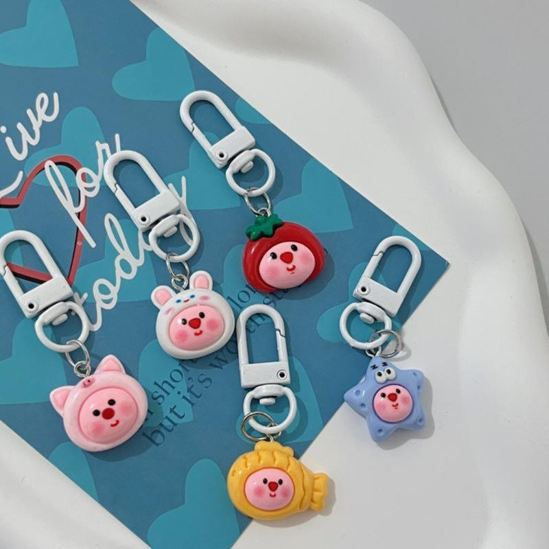 Cute Resin Keychain Loopy Keychain Resin Cartoon Doll Pendant Cute Accessories Perfect Gift for Woman Girls Children