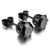 1Pc Punk Men Women 6/8mm Black Six Claw Cubic Zirconia Stud Earrings Jewelry