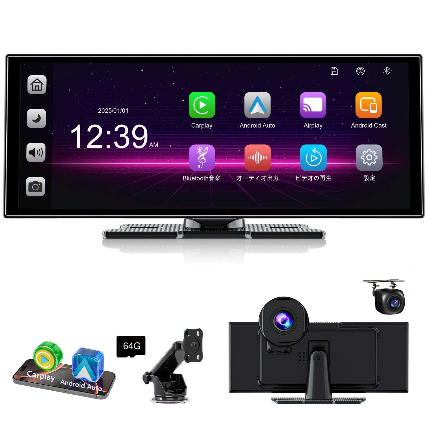 

60FPS Pro 1920x720 HD Display Car Audio Integrated with Front 1080P Rear CarPlay Wireless Android Auto Wireless Voice 64GB Memory Easy Installation