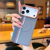 Double Line Pattern Phone Case for IPhone 17 Pro Max Air 16e 16 Plus 15 Magnetic Metal Lens Ring Wireless Charging Back Cover