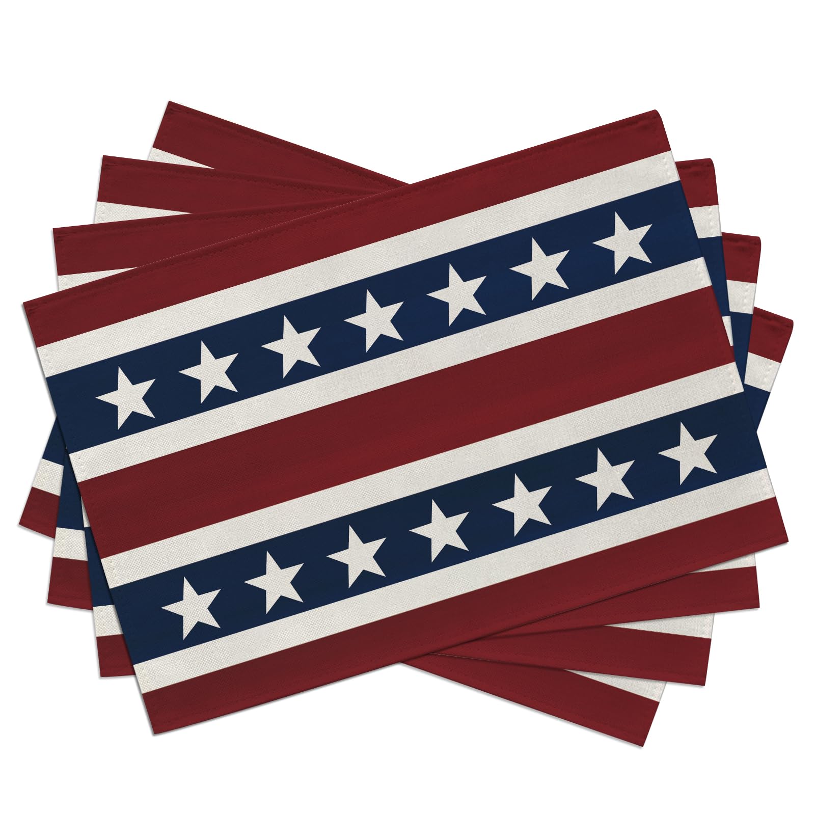 

4th of July Patriotic Placemats Set of 4, America Dark Red Blue White Stars Stripes Dining Table Place Mats, American USA Kitchen Decor Home De 4Pcs-12 X18