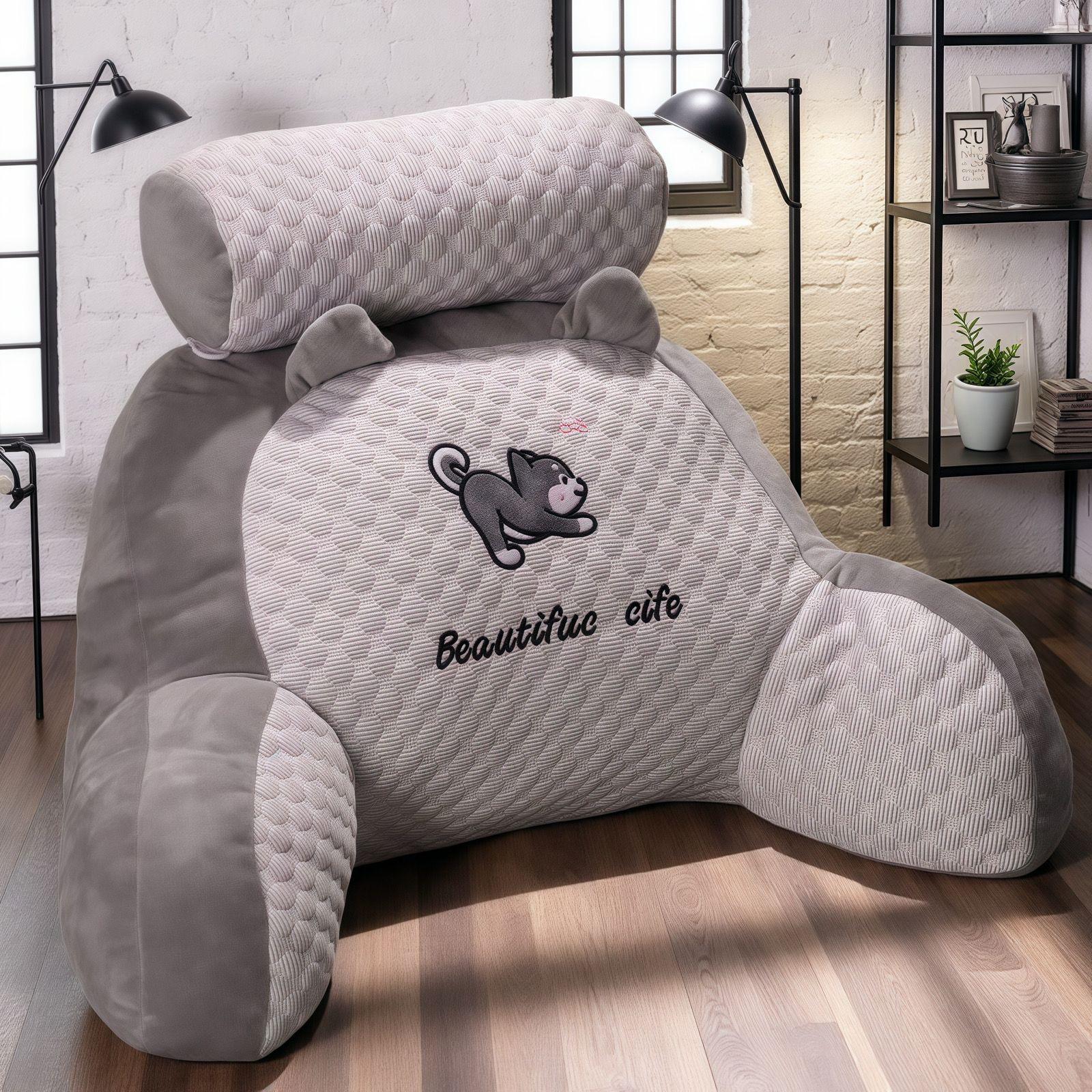 

1 шт. Регулируемая подушка для чтения - Эргономичная подушка для поддержки спины для кровати/дивана/пола, стеганый дышащий дизайн, серый серебряный