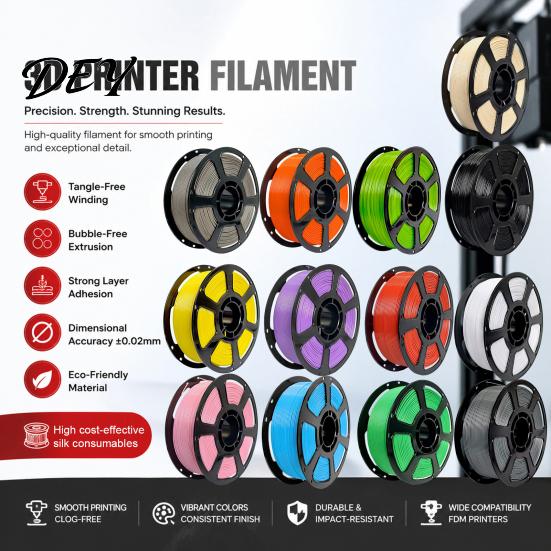 No Clog 3D Printer Filament PETG Filament, 1.75mm Weather-Resistant High Toughness Low Shrinkage Printing Accessories for DIY Projects, Models