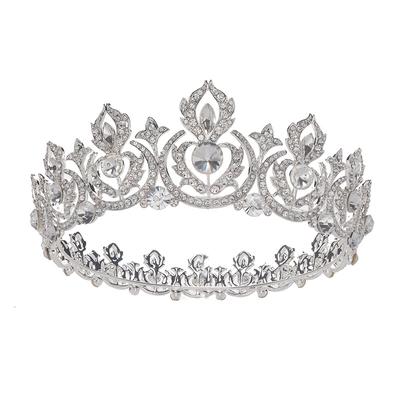 Neuer Brautschmuck Retro handgefertigte runde Krone Legierung Strass Tiara Hochzeitsschmuck