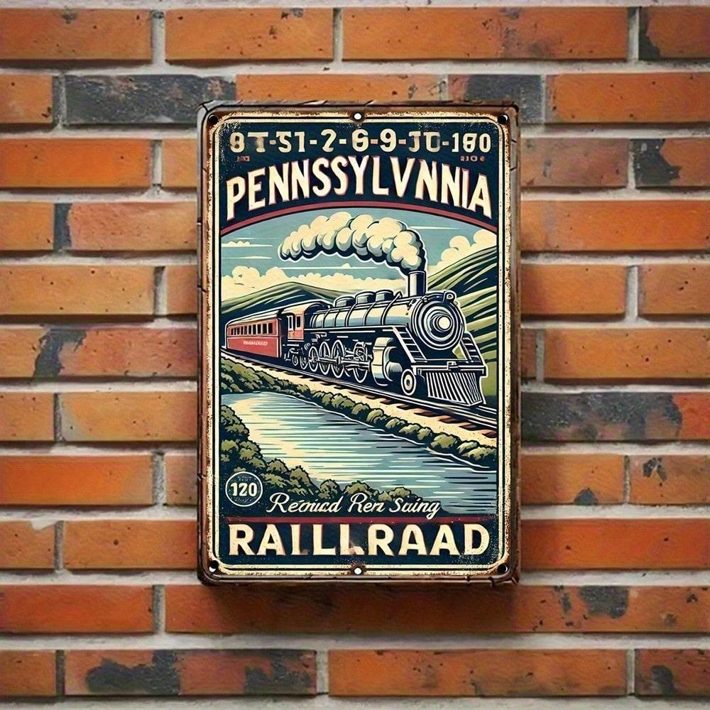 Vintage Pennsylvania Railroad Blechschild Retro Zuglandschaft Wanddekor Metallplakette