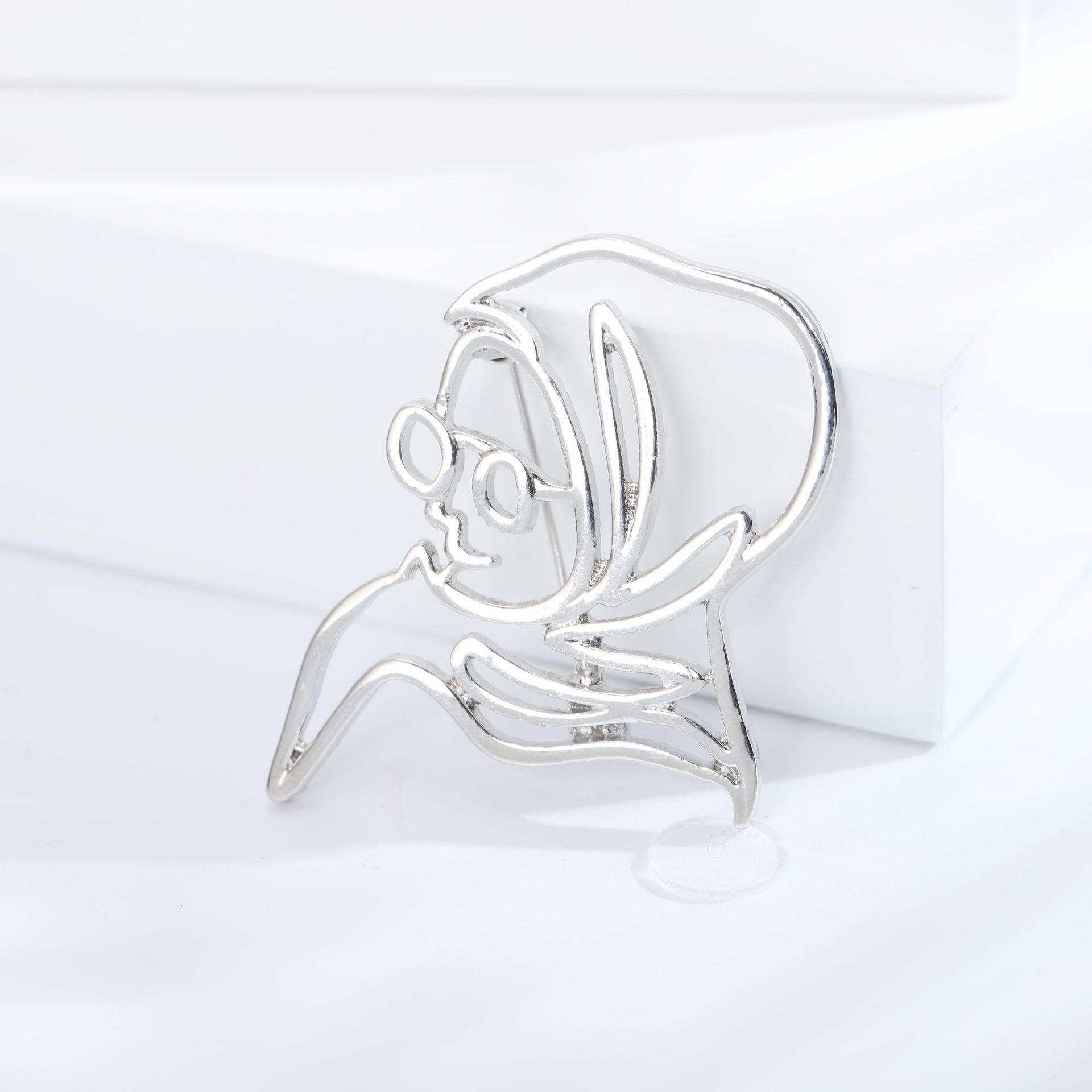 

Креативная и простая брошь-портрет с полой линией, персонализированные модные аксессуары для одежды в виде корсажа