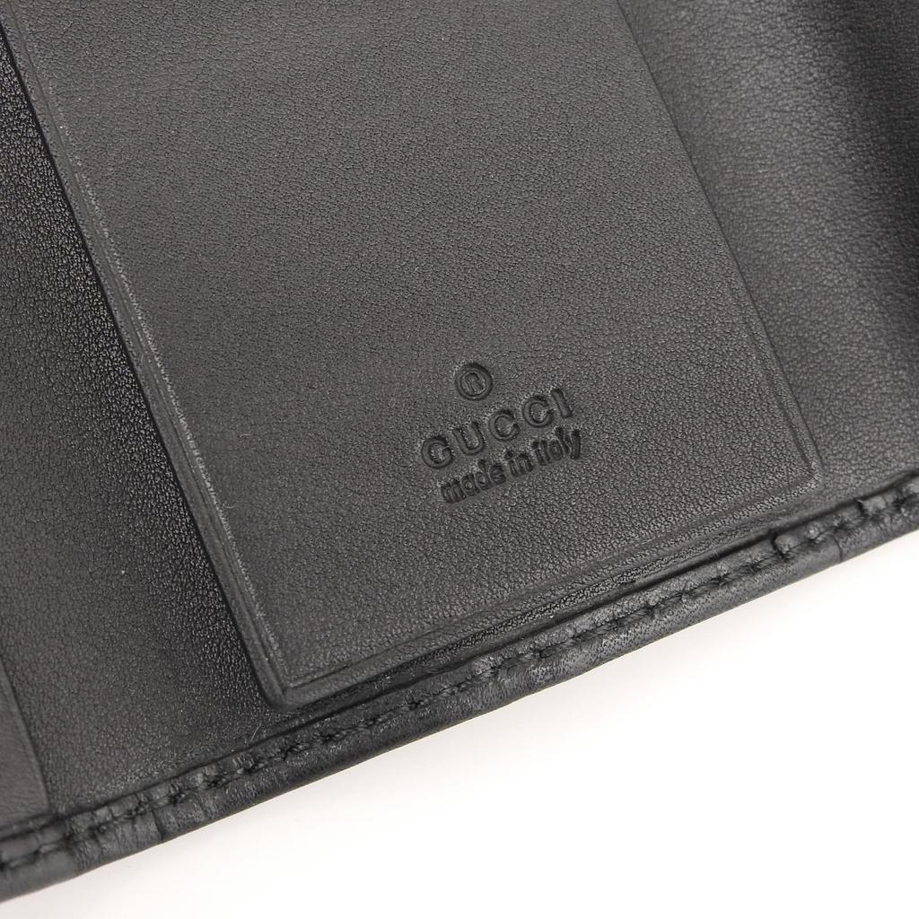 Excellent GUCCI Key Holder  Guccissima Interlocking G 6-row Black Leather Mens 181680 Used